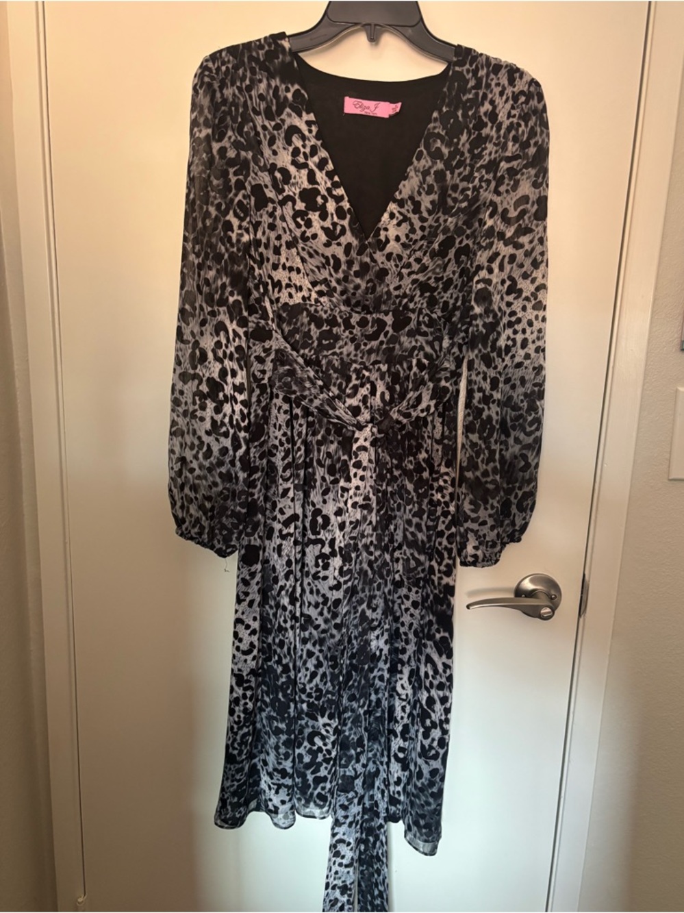 Eliza J, Animal Print Wrap Midi Dress, Size 10